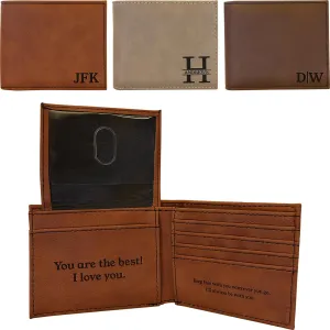 On The Rox Personalized Men’s Leather Wallet - Engraved Mens Wallet with Custom Initials - Minimalist Slim Wallet for Him - Graduation Gift for Him, Birthday, Anniversary - Monogrammed Wallet for Men