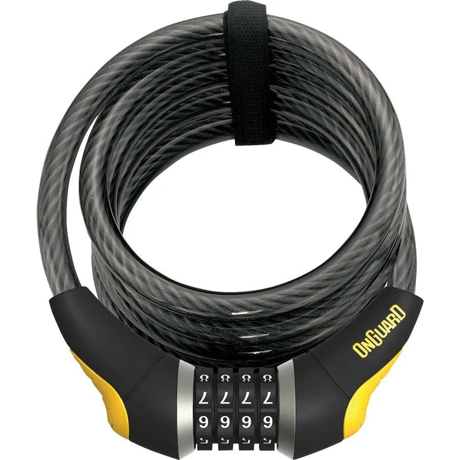 OnGuard Doberman Combo Cable Lock: 6' x 12mm, Gray/Black/Yellow
