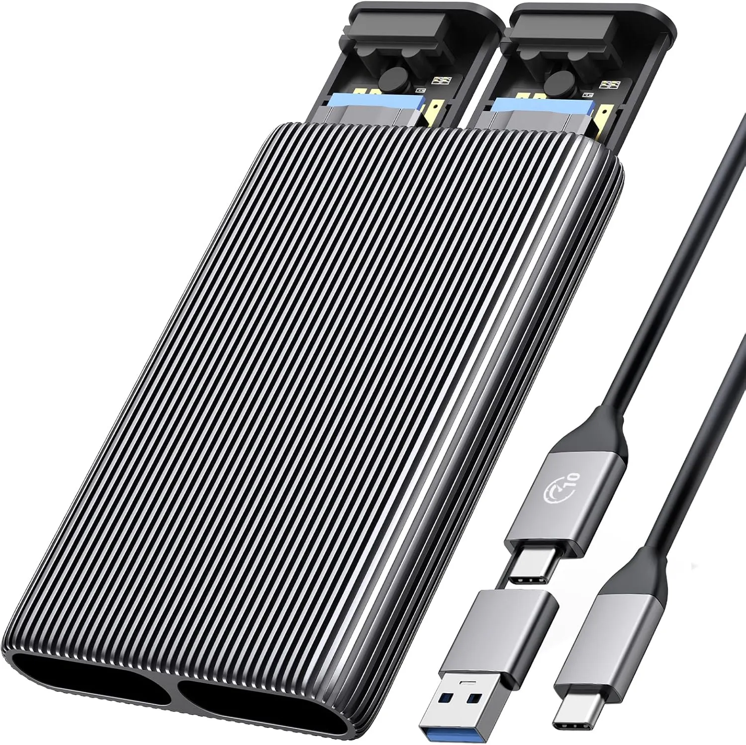 ORICO Dual M.2 NVMe SSD Aluminum USB3.2 Gen2 10Gbps, M.2 Type-C Docking Station for PCIe M-Key, B&M Key 2230/2242/2260/2280 SSD, Tool-Free, Up to 4TB