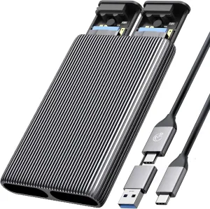 ORICO Dual M.2 NVMe SSD Aluminum USB3.2 Gen2 10Gbps, M.2 Type-C Docking Station for PCIe M-Key, B&M Key 2230/2242/2260/2280 SSD, Tool-Free, Up to 4TB