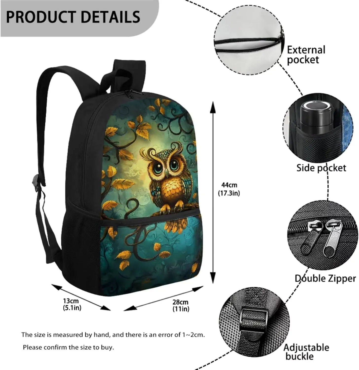 Owl Bookbag and Lunch Box Set for Girls Trendy Backpack for Kindergarten Girls 4 in 1 Set for Primary Kids Casual Daypack Tote Bags