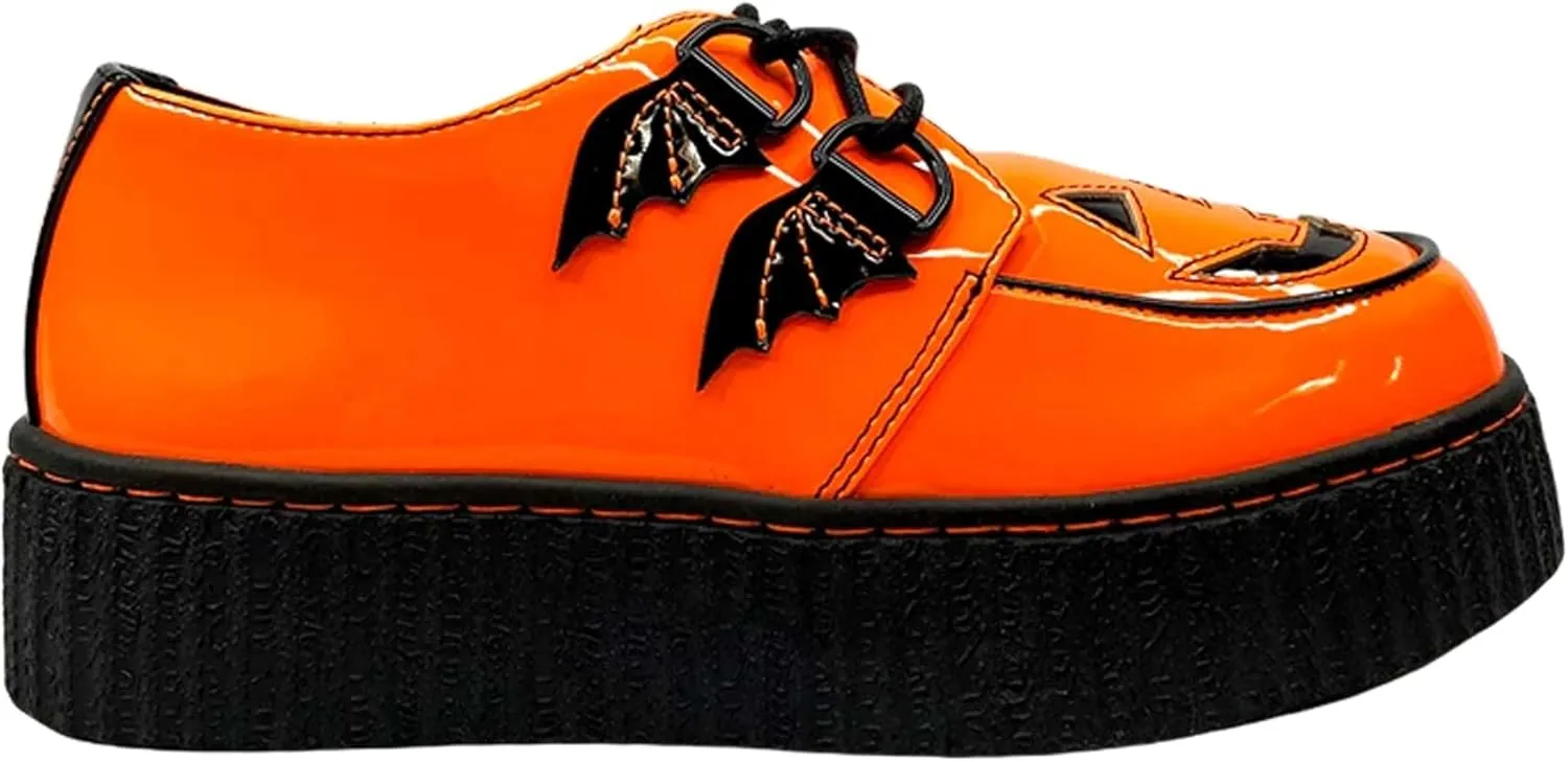 Patent Orange Jack O' Lantern Creeper Shoes