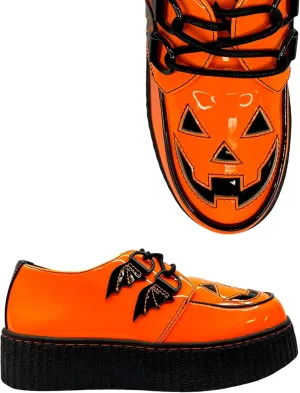 Patent Orange Jack O' Lantern Creeper Shoes