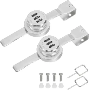 PATIKIL Keyless Cabinet Lock, 2Pcs Keyless Combination Ratchet Lock Zinc Alloy 3 Digit Password Combination Lock Door Security Slide Latch Lock for Cabinet Door Latch, (Silver)
