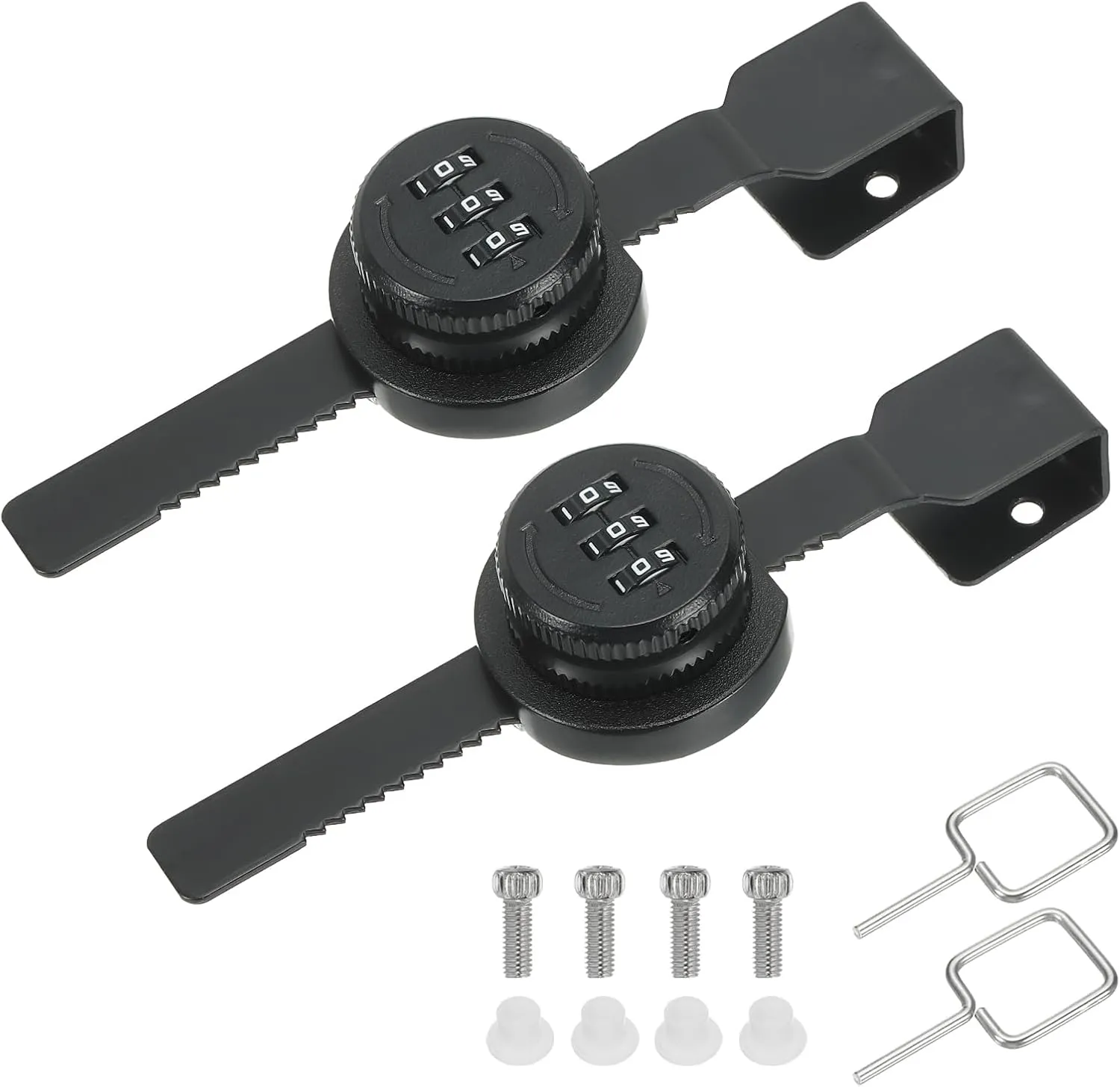 PATIKIL Keyless Combination Ratchet Lock, 2Pcs Zinc Alloy 3 Digit Password Combination Lock Door Security Slide Latch Lock for Cabinet Door Latch, Black