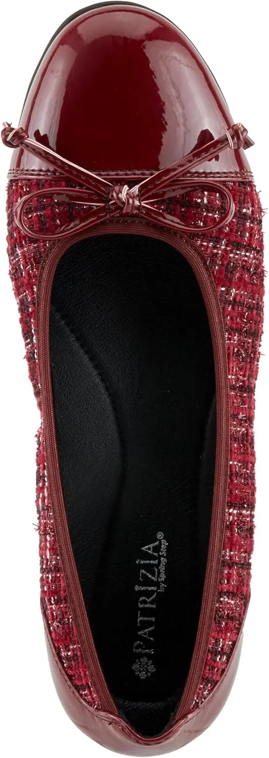 PATRIZIA Women's Ashlin Ballet Flats with Patent Finish, Plaid Velvet, and Feminine Bow