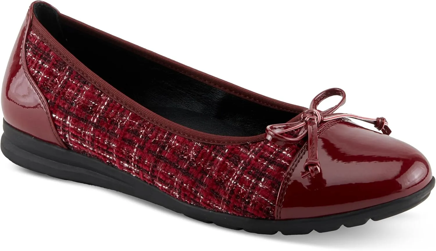 PATRIZIA Women's Ashlin Ballet Flats with Patent Finish, Plaid Velvet, and Feminine Bow