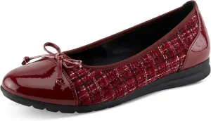 PATRIZIA Women's Ashlin Ballet Flats with Patent Finish, Plaid Velvet, and Feminine Bow