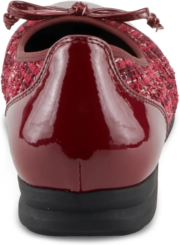 PATRIZIA Women's Ashlin Ballet Flats with Patent Finish, Plaid Velvet, and Feminine Bow