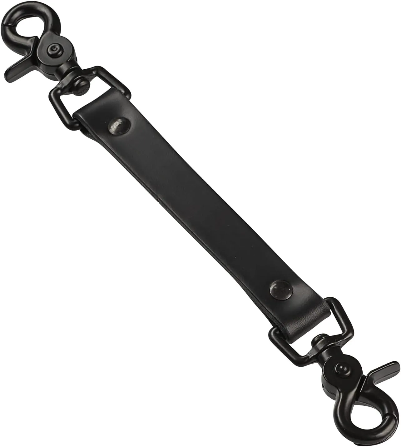 Perfect Fit Leather Firefighter Radio Strap and Anti Sway Strap Bundle - Black With Black Hardware for Firemen