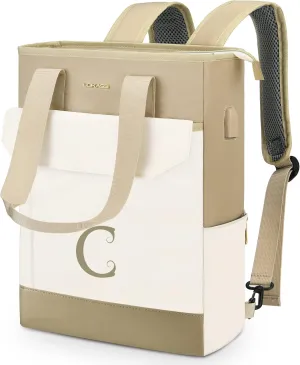 Personalized Initial Laptop Tote Bag Women-15.6" Backpack Purse with USB Port, 2023 Christmas Gift/Birthday Gifts for Women/Teen Girls/Coworker/Colleage, Waterproof Teacher Work Bag-Letter C