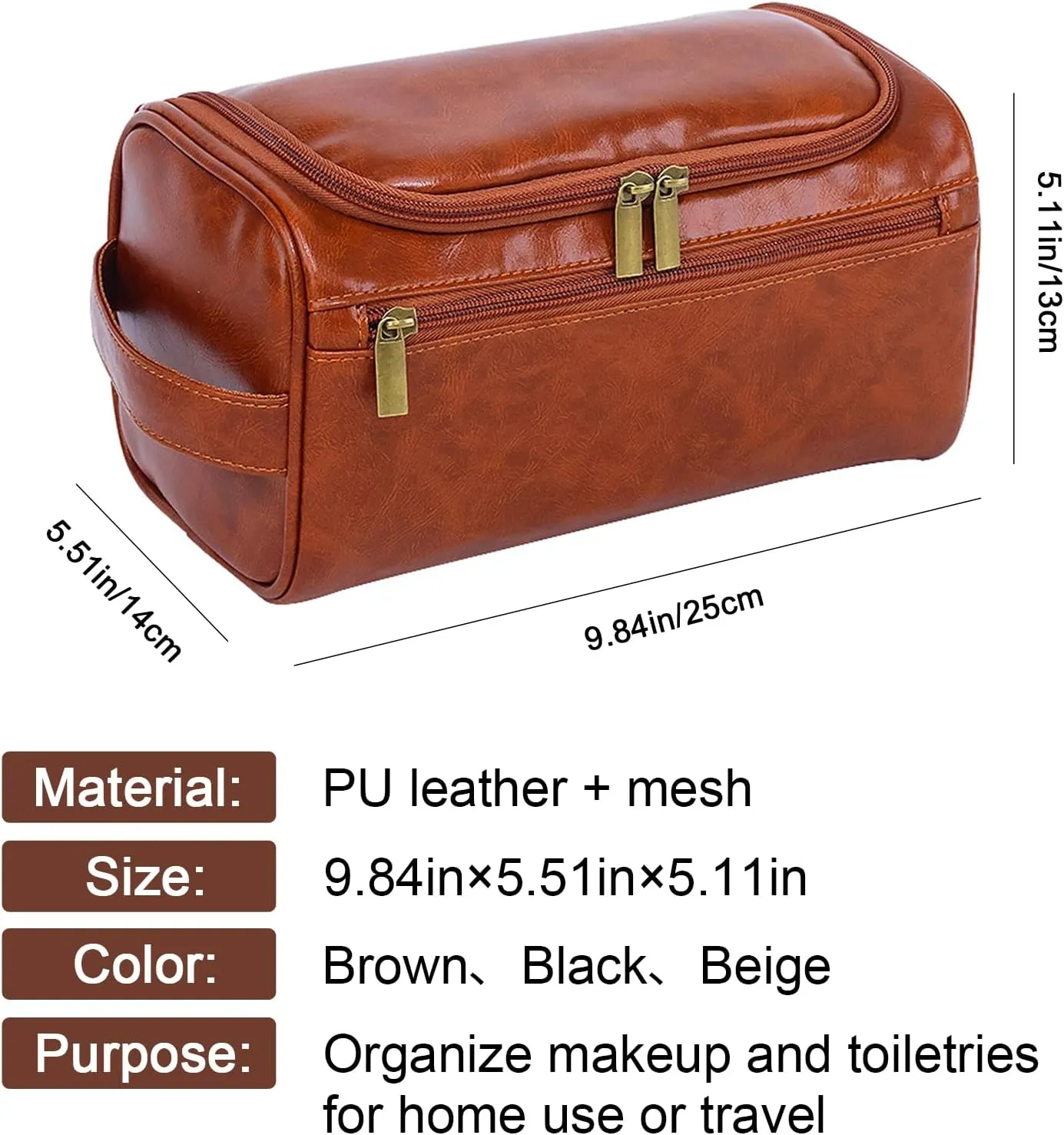 Personalized Leather Toiletry Bag for Men,Custom Engraved Travel Shaving Dopp Kit Bag,Customized Name&Logo Personalized Gift for Father's Day