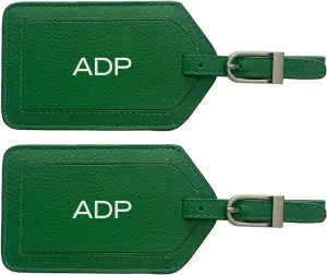 Personalized Monogrammed Leather Luggage Tags - 2 Pack
