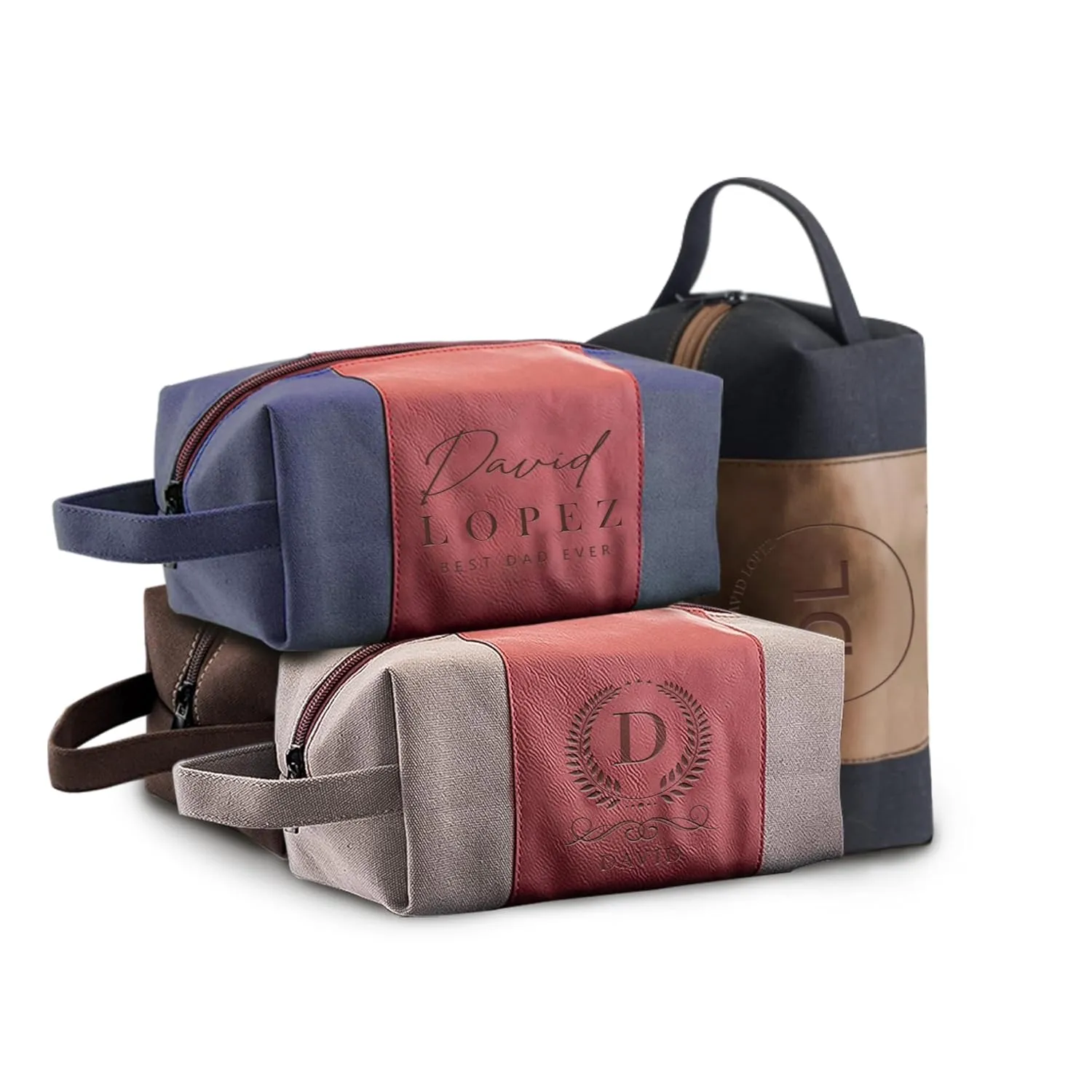 Personalized Toiletry Bag for Men - Leather Toiletry Bag for Men - Custom Toiletry Bag for Men - Mens Toiletry Travel Bag for Groomsmen Giveaway, Christmas, Birthday, Holiday Gifts (Single, Beige)