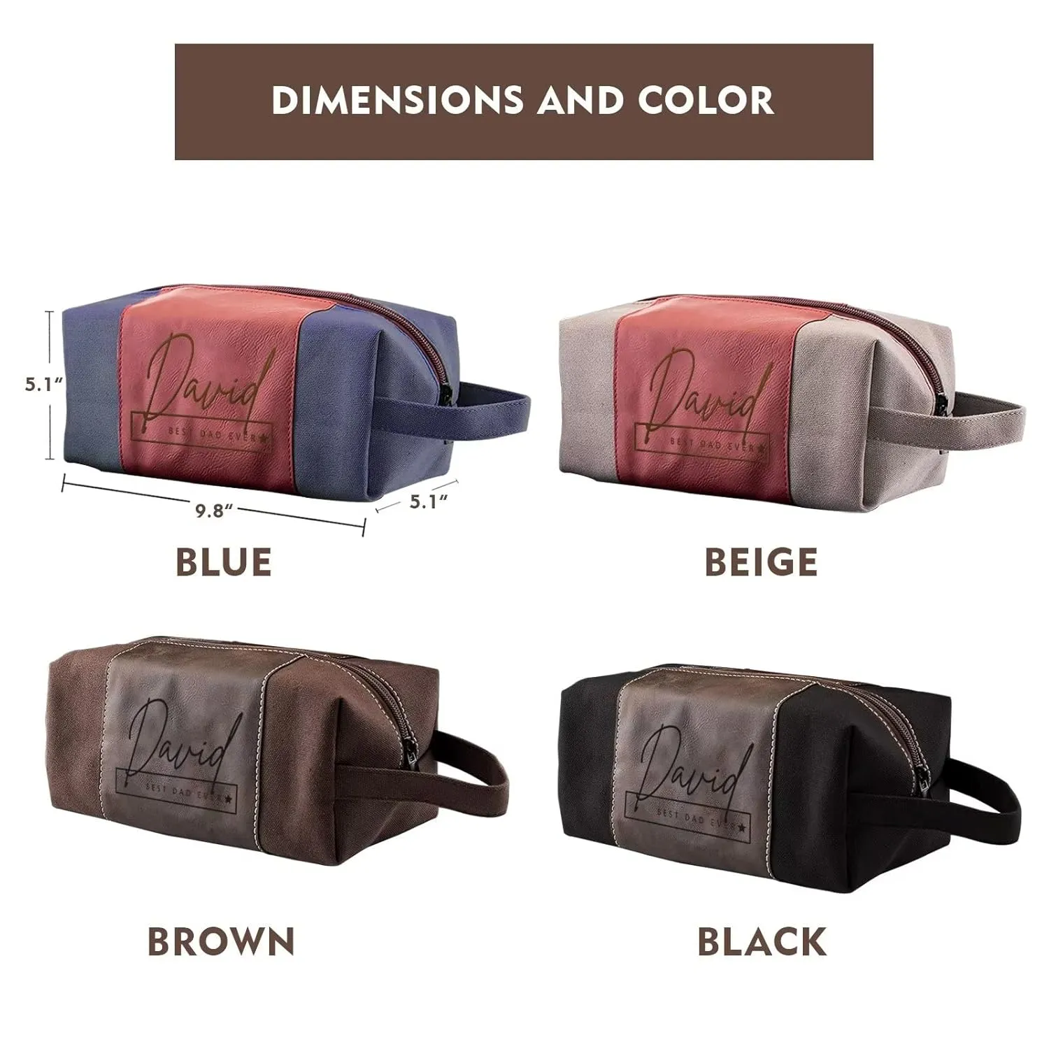 Personalized Toiletry Bag for Men - Leather Toiletry Bag for Men - Custom Toiletry Bag for Men - Mens Toiletry Travel Bag for Groomsmen Giveaway, Christmas, Birthday, Holiday Gifts (Single, Beige)