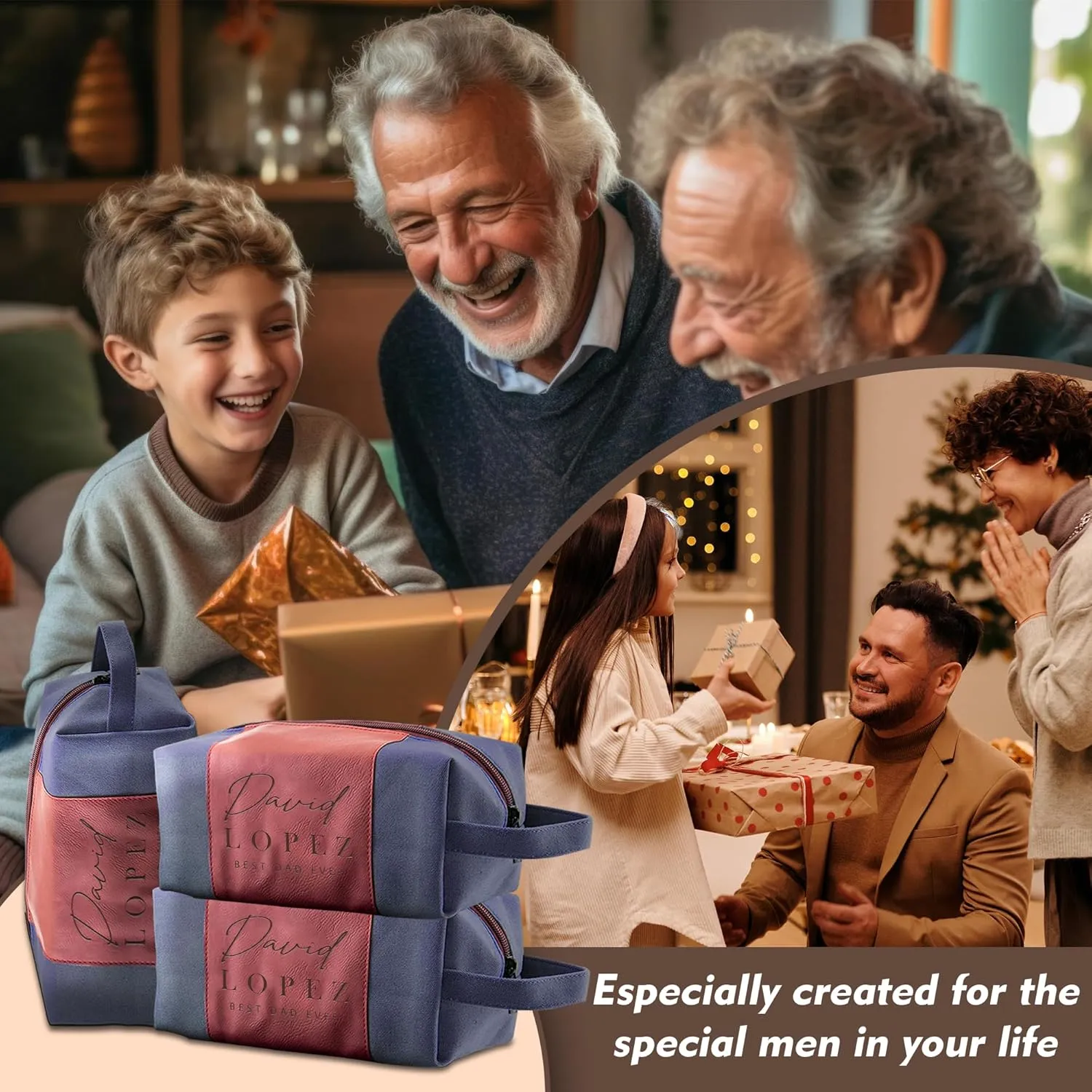 Personalized Toiletry Bag for Men - Leather Toiletry Bag for Men - Custom Toiletry Bag for Men - Mens Toiletry Travel Bag for Groomsmen Giveaway, Christmas, Birthday, Holiday Gifts (Single, Beige)