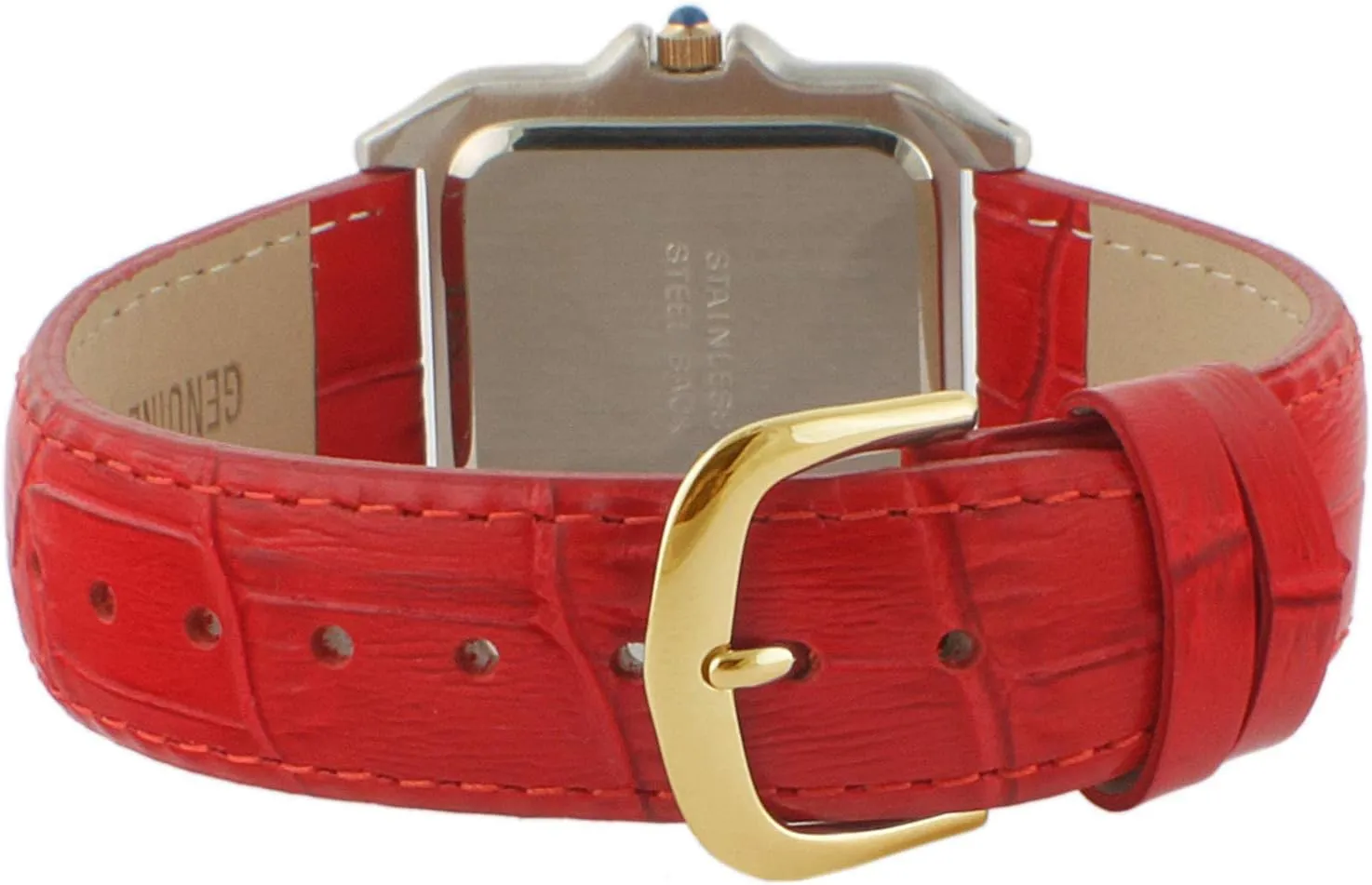 Peugeot Women Two-Tone Tank Shape Dress Watch with Designer Leather Wrist Band