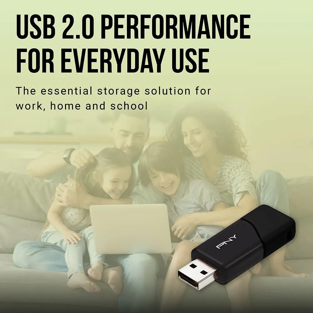 PNY 128GB Attaché 3 USB 2.0 Flash Drive, Black (Pack of 5)
