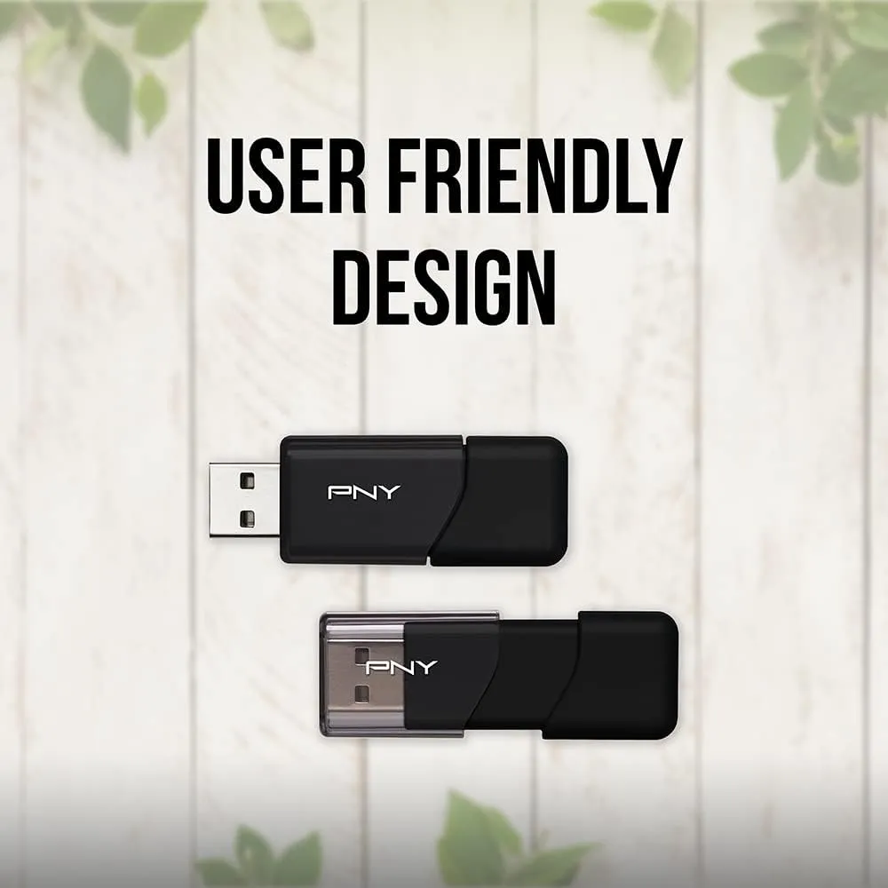 PNY 128GB Attaché 3 USB 2.0 Flash Drive, Black (Pack of 5)
