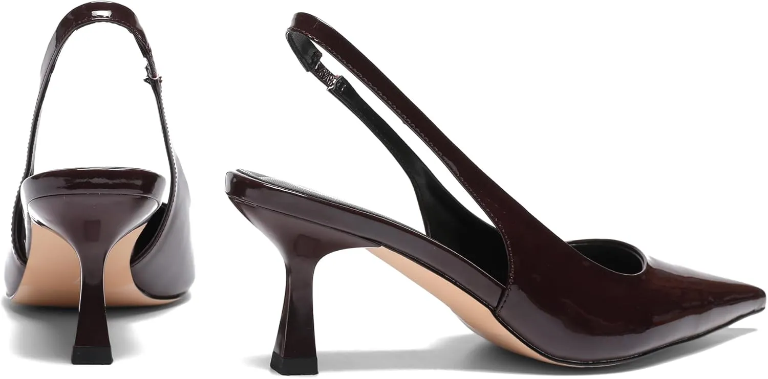 Pointed Toe Slingback Heels for Women Slip On Kitten Heel Pumps