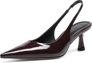 Pointed Toe Slingback Heels for Women Slip On Kitten Heel Pumps
