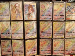 Pokemon 100  Rainbow Rare Cards Binder Collection Includes 5 foils in Any Combination and at Least 1 of The Following Cards, EX and GX, FA, Secret Rare, Tag Team, Unified Minds