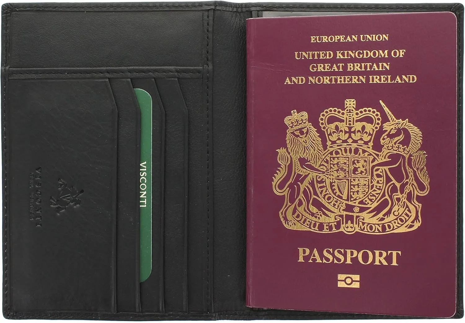 Polo Collection Leather Passport Holder, RFID Blocking (Black)