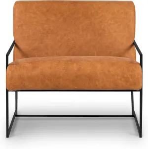 POLY & BARK Bo Lounge Chair in Full-Grain Pure-Aniline Italian Leather, Cognac Tan