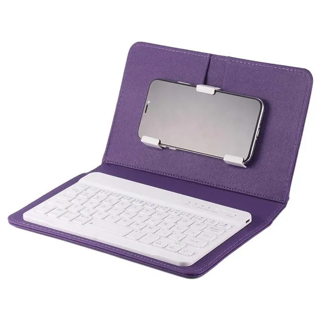 Portable PU Leather Wireless Keyboard Case for iPhone Protective Mobile Phone with Bluetooth Keyboard for iPhone 6 7 Smartphone Pink