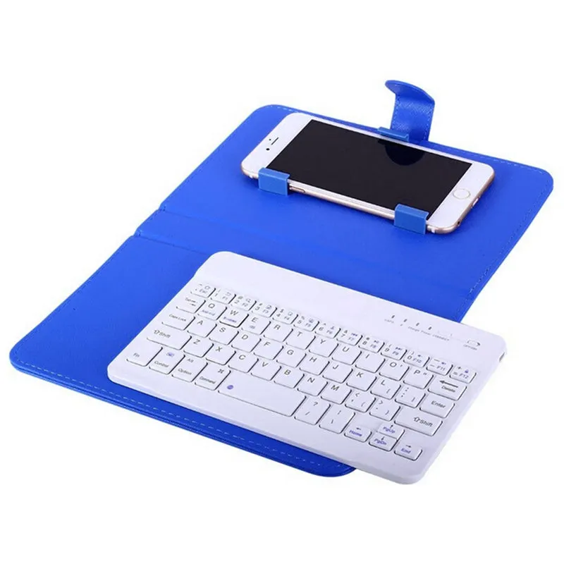 Portable PU Leather Wireless Keyboard Case for iPhone Protective Mobile Phone with Bluetooth Keyboard for iPhone 6 7 Smartphone Pink