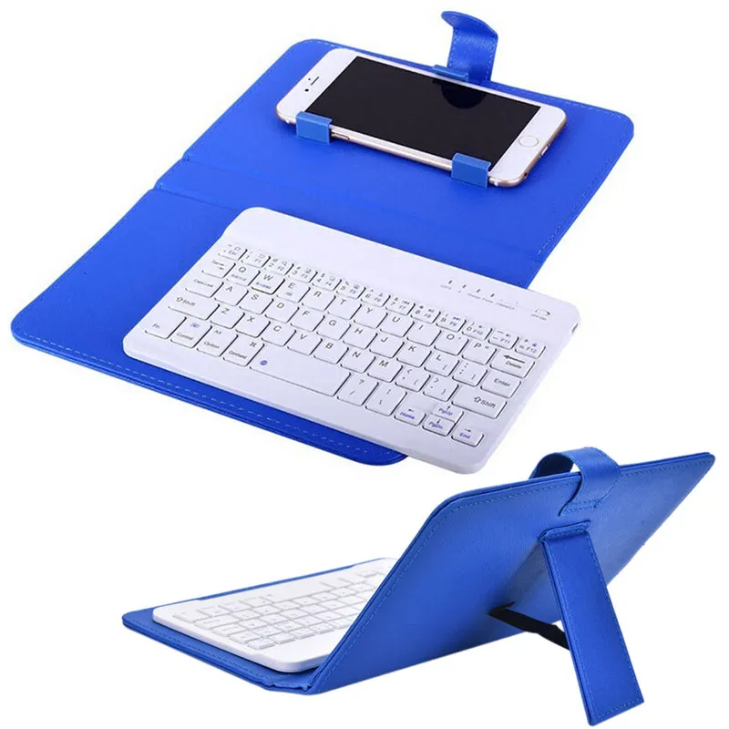Portable PU Leather Wireless Keyboard Case for iPhone Protective Mobile Phone with Bluetooth Keyboard for iPhone 6 7 Smartphone Pink