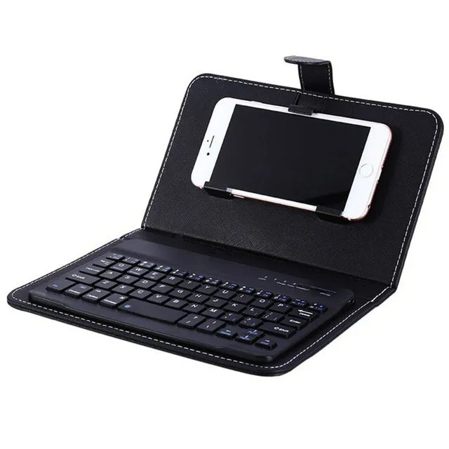 Portable PU Leather Wireless Keyboard Case for iPhone Protective Mobile Phone with Bluetooth Keyboard for iPhone 6 7 Smartphone Pink