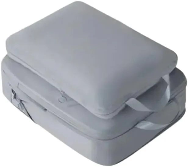 Portable Travel Compression Packing Cubes Bag Clothes Organizers Waterproof Luggage Storage Cases Drawer Bags Storage Organizer(Gray M,1PSC)