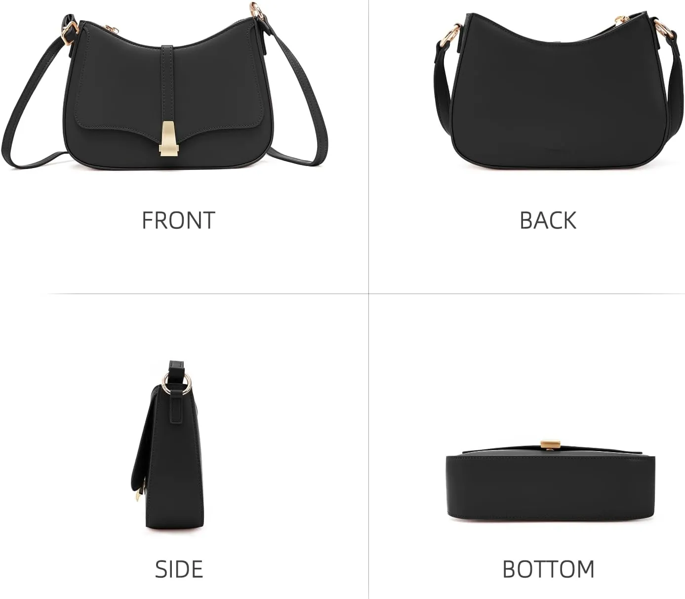 Prettyzys Crescent Shoulder Bag for Women, Vintage Retro Vegan Leather Clutch Tote Handbags Crossbody Bags Handbag for Women