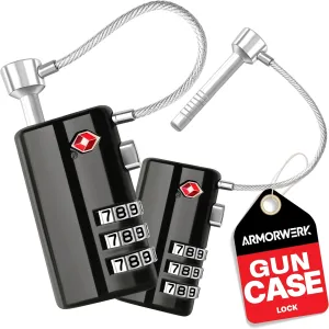 Professional Gun Case Lock (2 Pack) — TSA Approved Gun Case Lock with Durable & Cut Resistant Alloy Steel Shank Gun Lock — Secure TSA Locks for Gun Case for Firearm Travel Case or Pistol Case