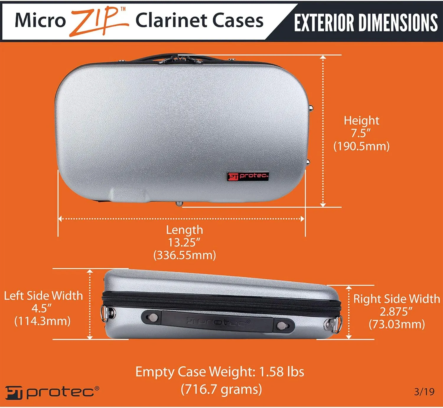 Protec Micro-Sized ABS Protection Clarinet Case, Blue (BM307BX)