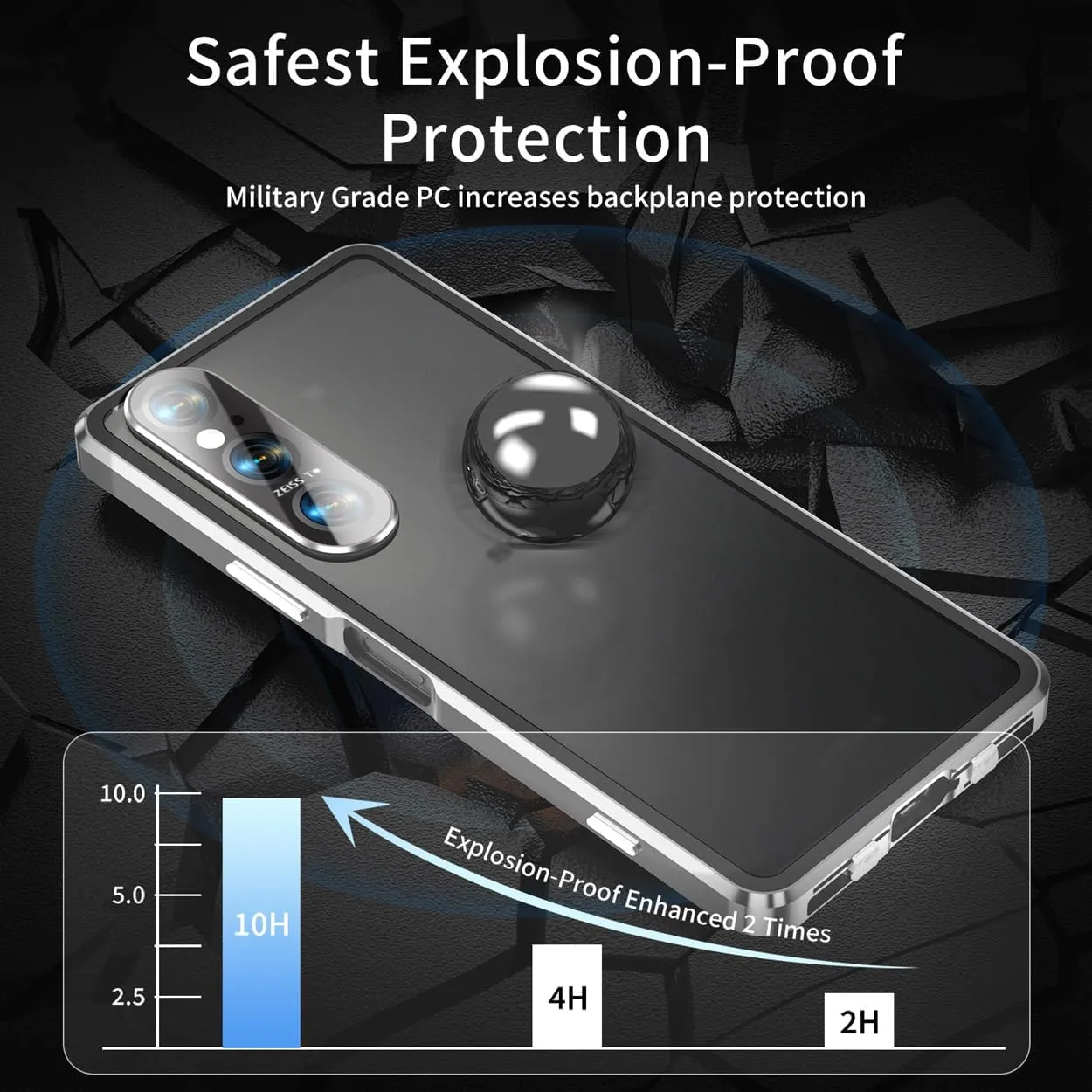 QUIETIP Case Compatible with Sony Xperia 1 VI 5G,Magnetic Body Metal Frame Double Sided Clear Tempered Glass Cover,Silver