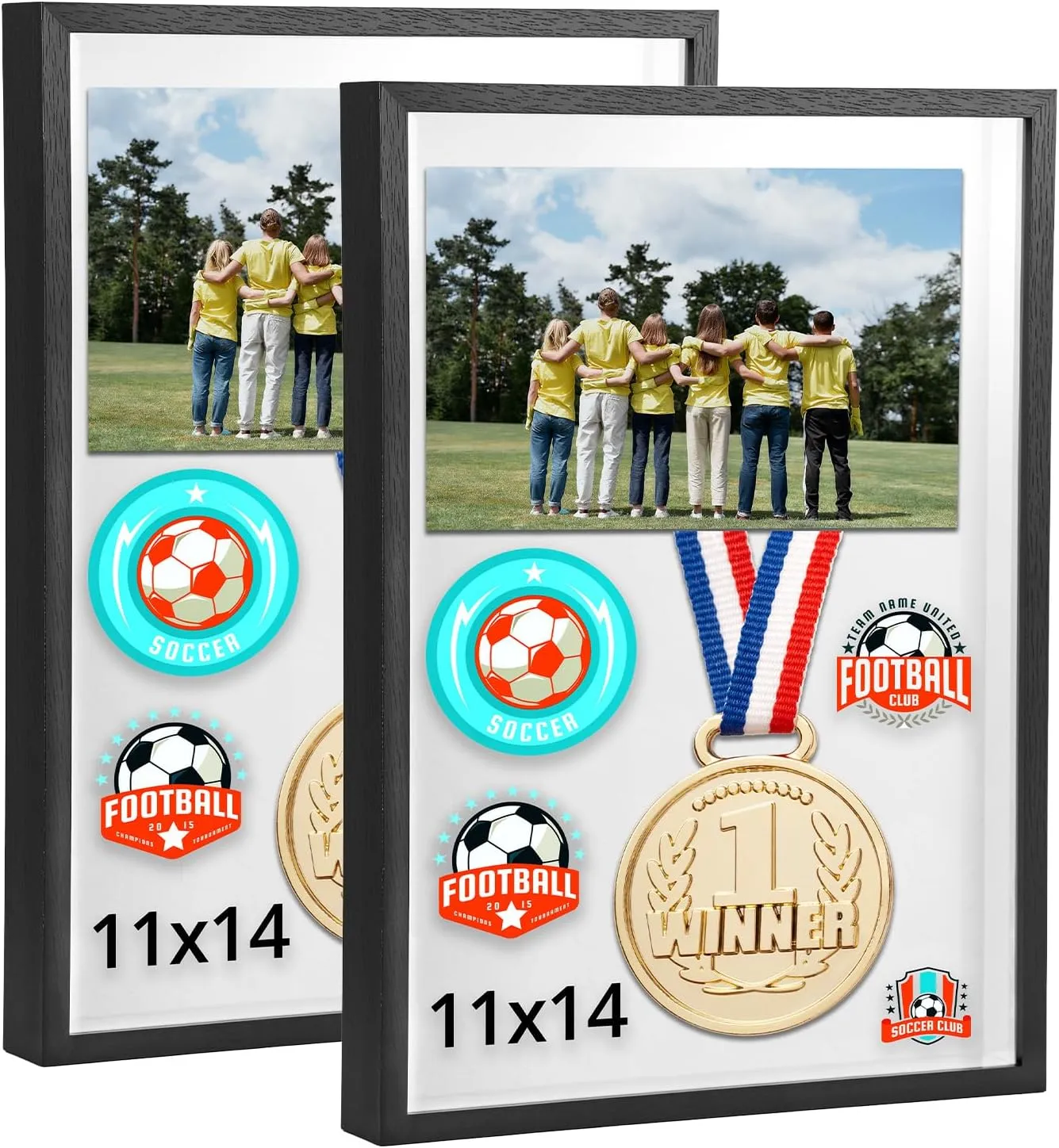 QWORK 11 x 14in Shadow Box Picture Frames, MDF Wood with Acrylic Front, 2 Pack Square Shadow Boxes Display Cases for Photos, Crafts, and Keepsakes
