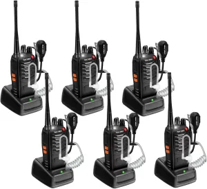 Radios Walkie Talkies Long Range: MaxTalker MT-8S Rechargeable Walkie Talkies with Earpiece, VOX, Flashlight,1500mAh Battery with Type-C Charging for Adults, Work, Camping Essentials, 6 Pack