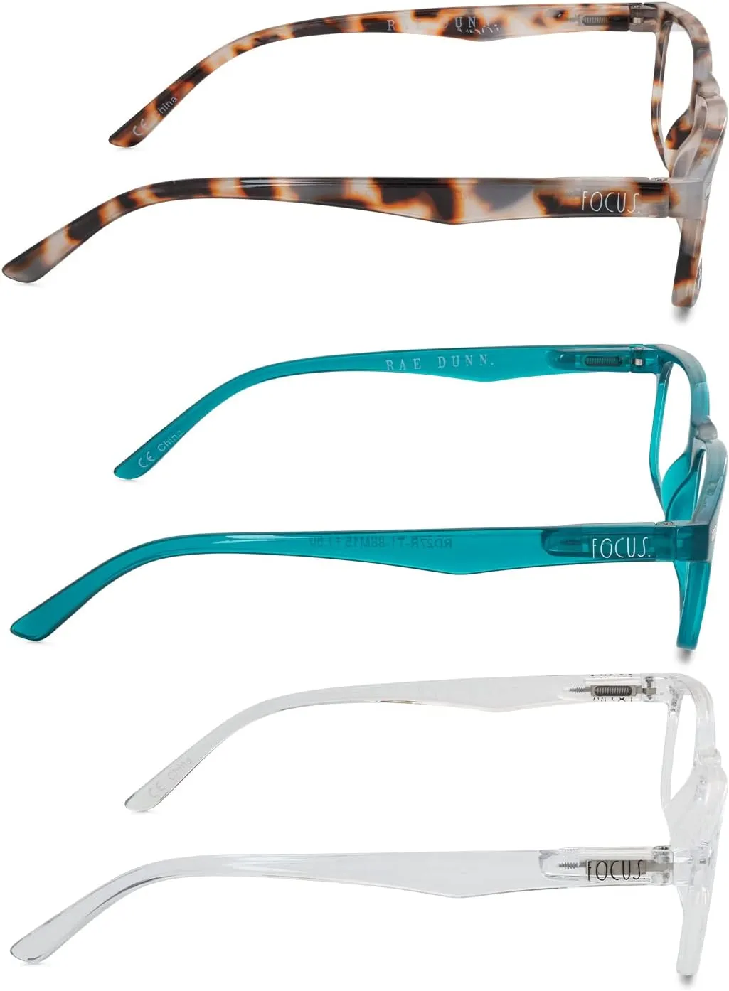 Rae Dunn "LOU Premium Reading Glasses - 3 Pack w/READ or FOCUS Signature Font