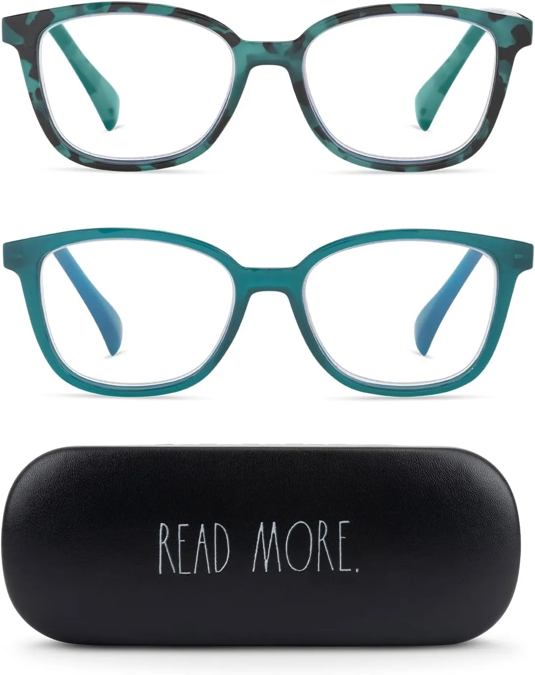 Rae Dunn "NALA Blue Light Blocking Reading Glasses - 2 Pack w/READ MORE Signature Font Hard Case