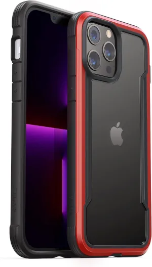 RAPTIC Shield for iPhone 13 Pro Max Case, Shockproof Protective Clear Case, Military 10ft Drop Tested, Durable Aluminum Frame, Anti-Yellowing Technology Case for iPhone 13 Pro Max, Red