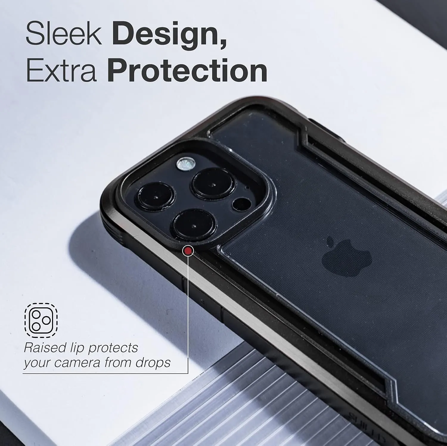 RAPTIC Shield for iPhone 13 Pro - Shockproof Clear Case, Military 10ft Drop Tested, Durable Aluminum Frame, Anti-Yellowing Technology, Black
