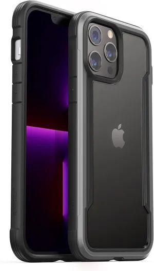 RAPTIC Shield for iPhone 13 Pro - Shockproof Clear Case, Military 10ft Drop Tested, Durable Aluminum Frame, Anti-Yellowing Technology, Black