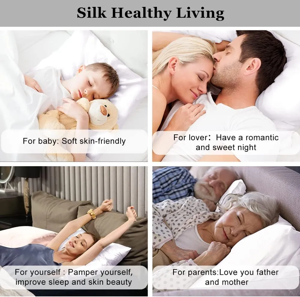 Ravmix Silk Pillow Cases with Zipper, 21 Momme Mulberry Silk Pillowcase for Hair Skin Health, Soft Smooth Breathable Cool Pillow Cover for Beauty Sleep with Gift Box(Standard 20"x26", Pure White) 1PC
