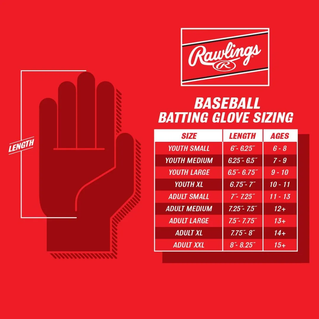 Rawlings | Clout Baseball Batting Gloves | Youth Sizes | Multiple Colors