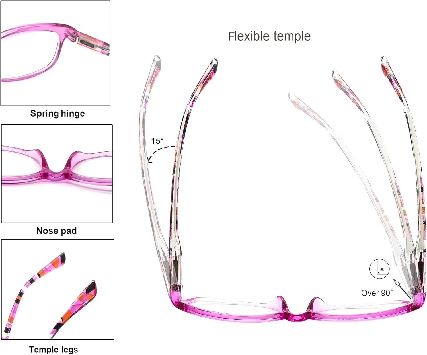 Reading Glasses Women  1.00 Colorful Readers Glasses Cheaters 5 Pack Lightweight Frame Comfortable Fit