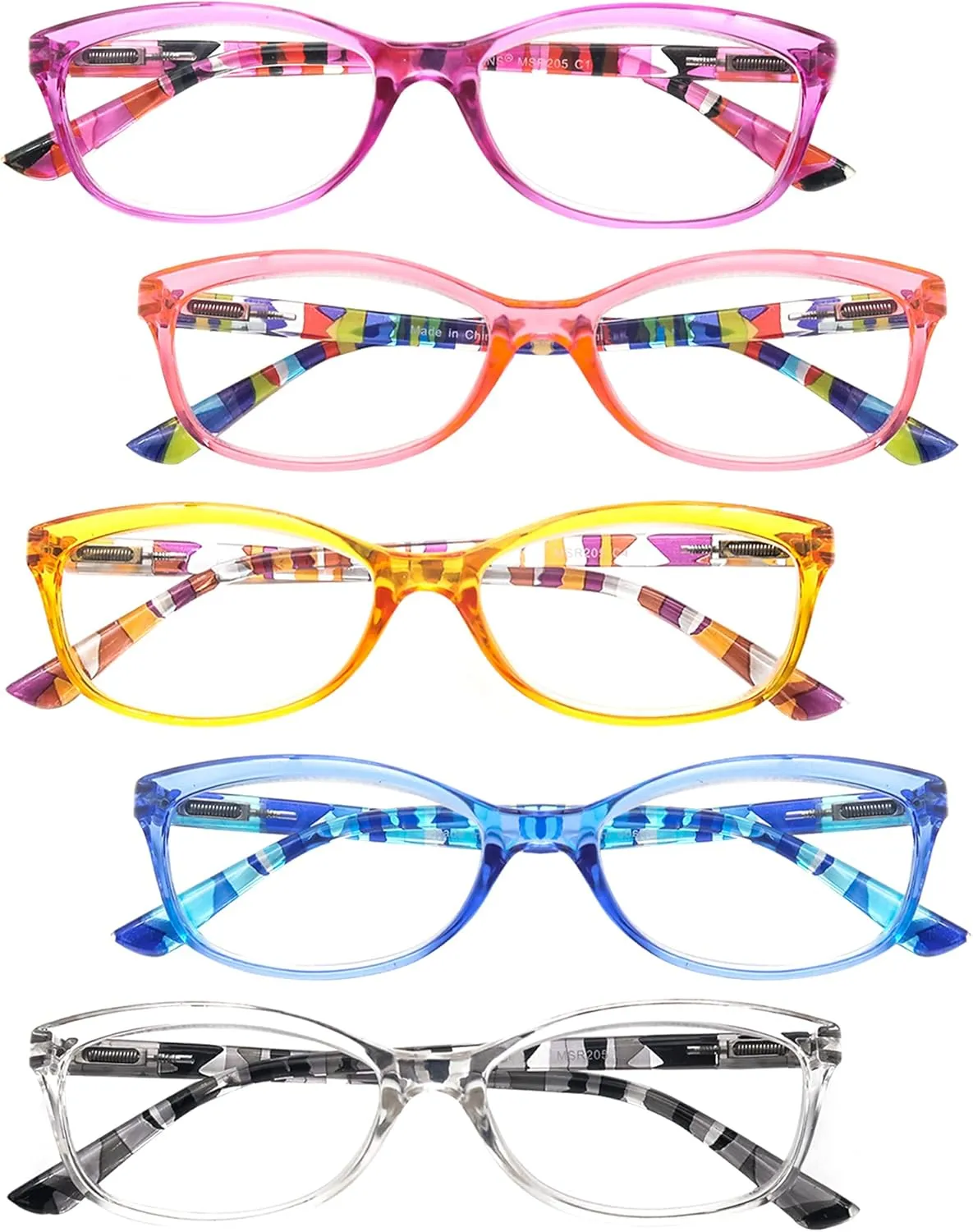 Reading Glasses Women  1.00 Colorful Readers Glasses Cheaters 5 Pack Lightweight Frame Comfortable Fit