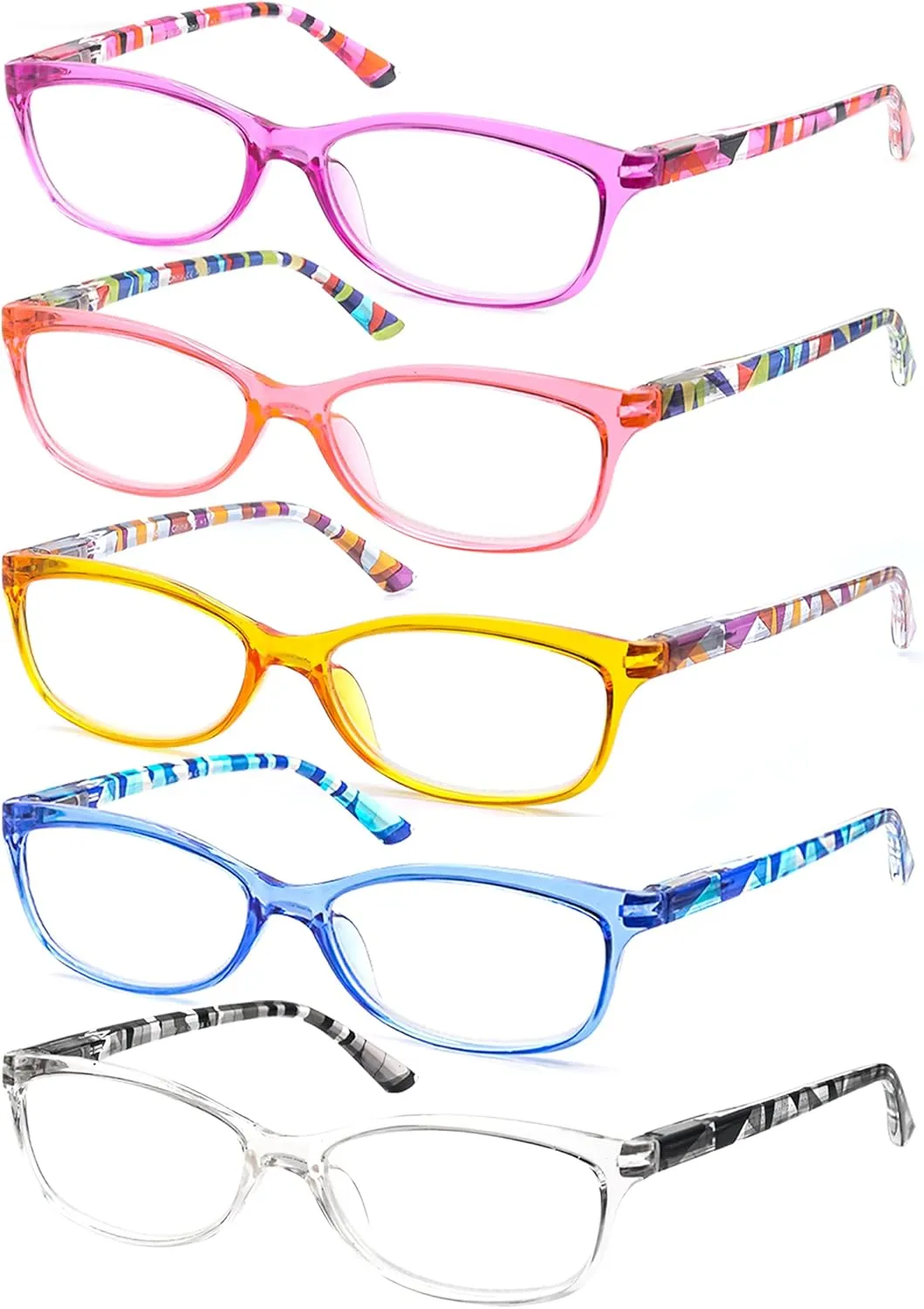 Reading Glasses Women  1.00 Colorful Readers Glasses Cheaters 5 Pack Lightweight Frame Comfortable Fit