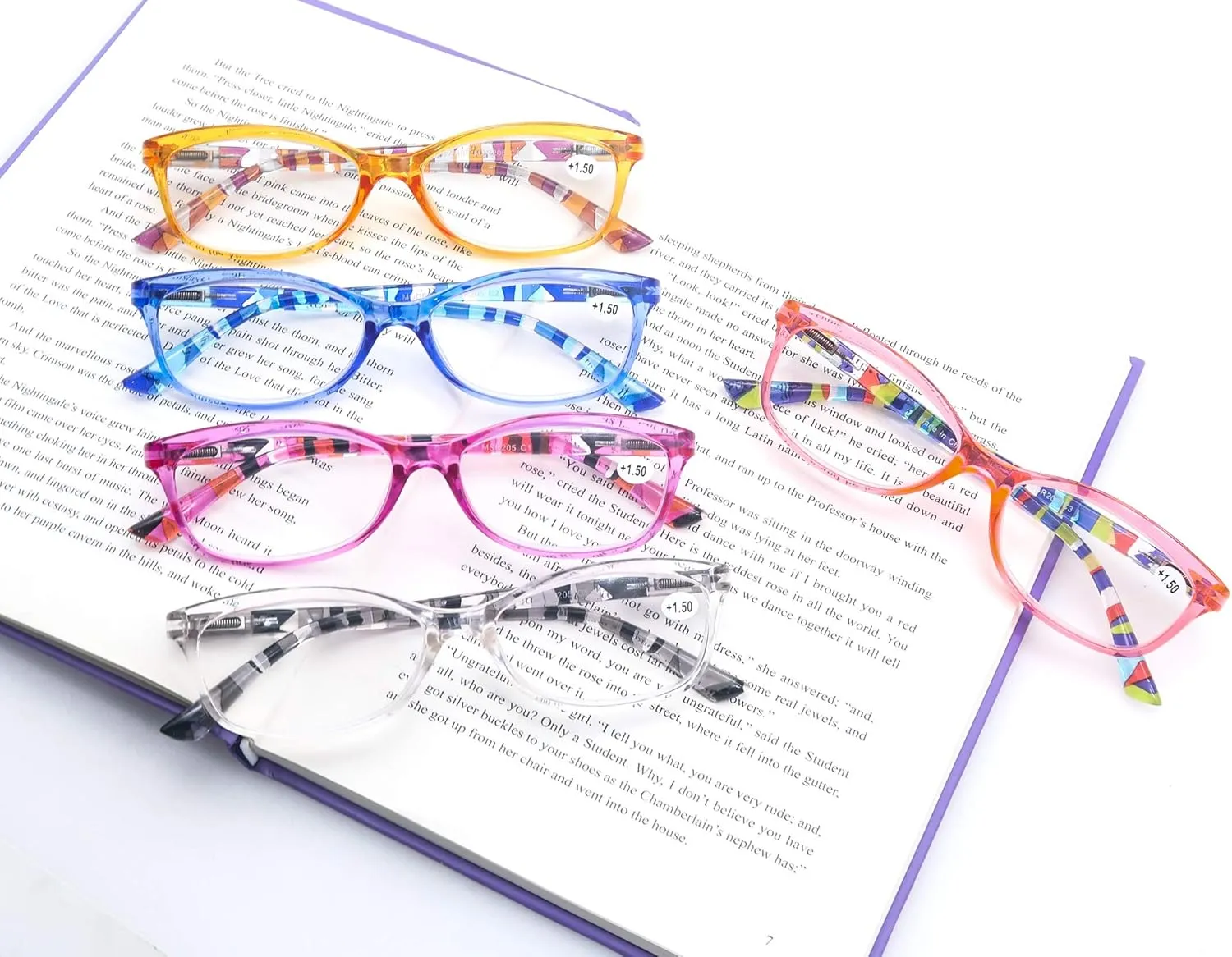 Reading Glasses Women  1.00 Colorful Readers Glasses Cheaters 5 Pack Lightweight Frame Comfortable Fit